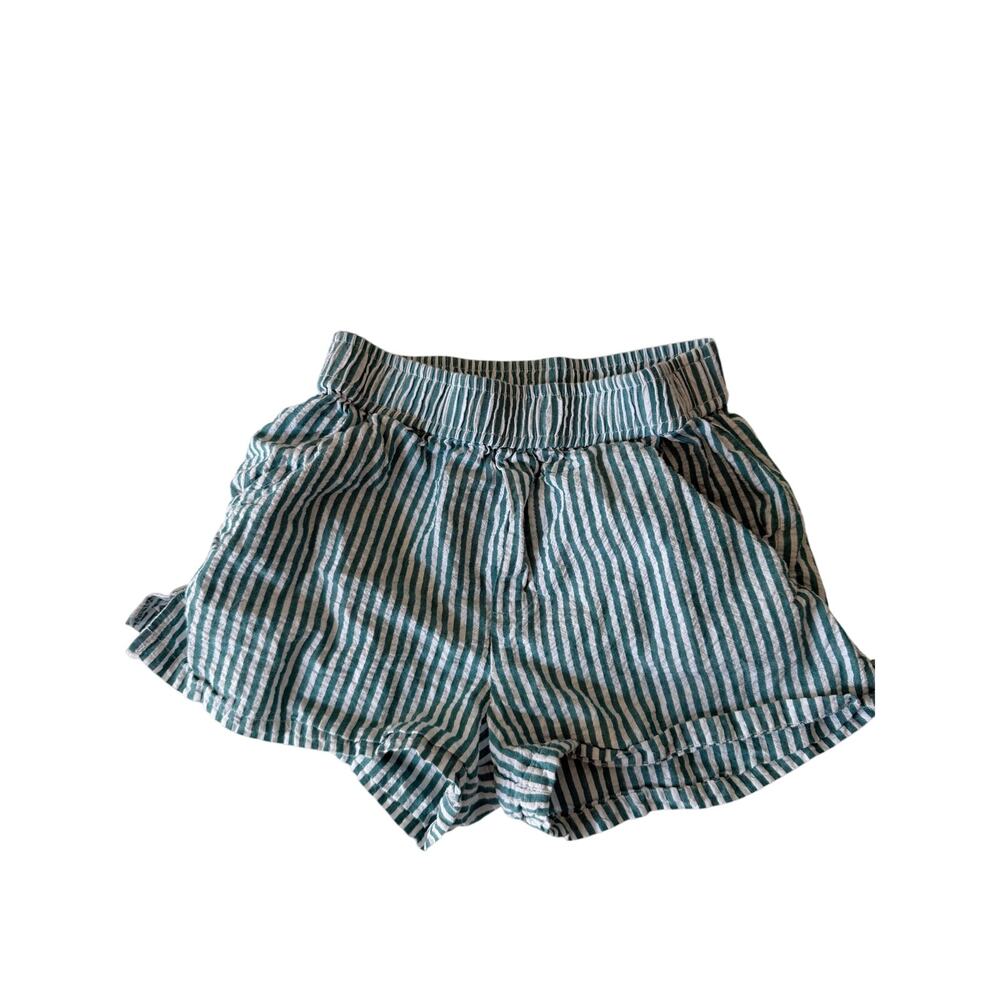 Art Class Girls Small Green White Striped Seersucker Shorts - Picture 2 of 5